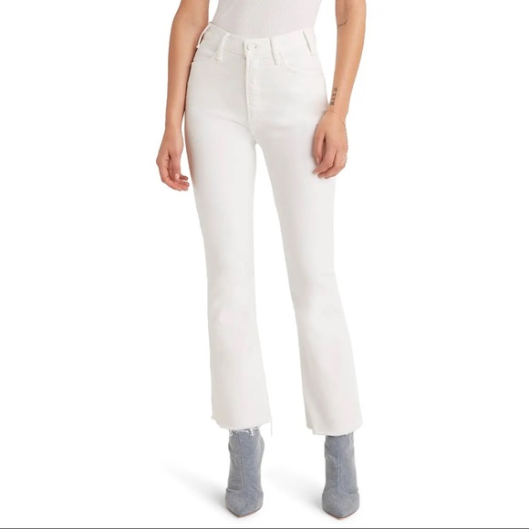 MOTHER Denim - MOTHER The Hustler Ankle Fray High Rise Flare Jeans White Size 26 NWT